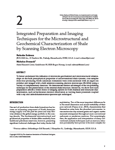Integrated Preparation and Imaging Techniques for the Microstructural and Geochemical Characterization of Shale by Scanning Electron Microscopy